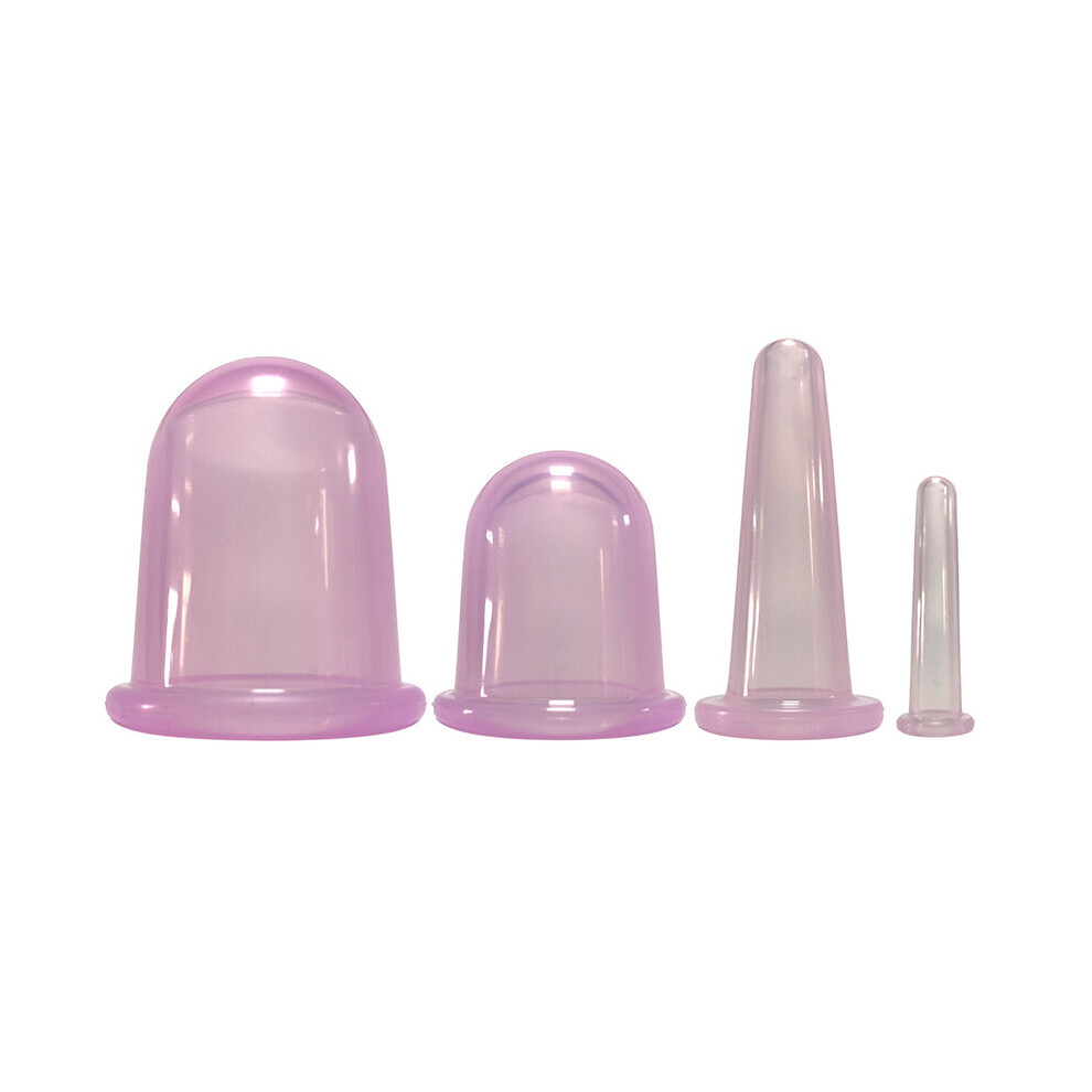 Dechoicelife (A-A Set) 4Pcs/Set Silicone Anti Cellulite Cup Vacuum Gua Sha Massage Cups Body Roller Massager Manual Suction Face Cupping Therapy Tools