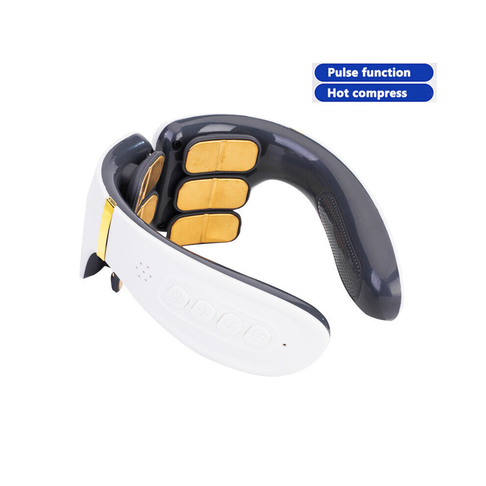 Dechoicelife White (A- Usb) Shoulder Neck Electronic Massager 12 Head Instrument Hot Compress Pulse Micro Current Massage Treatment Of Cervical Spondylosis