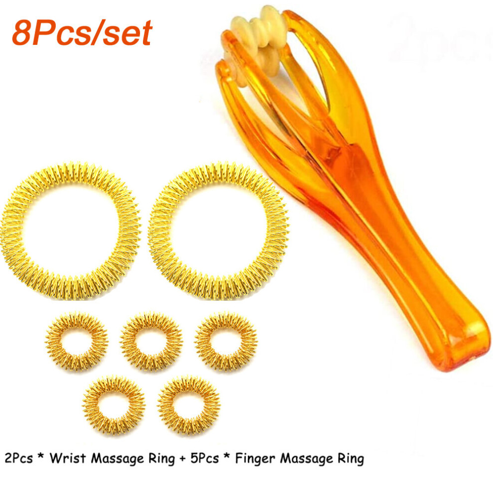 Dechoicelife (A-8Pcs-Set) Finger Massager Hand Massage Roller Tool,Blood Circulation Tool,Hand Roller For Arthritis And Carpal,Stress Relief,Pain Relief