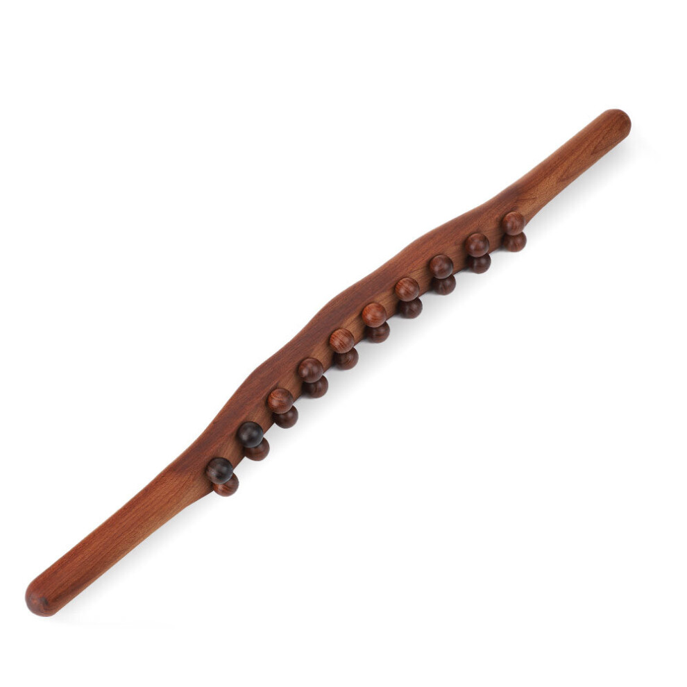 Dechoicelife 20 Beads Massager Body Natural Carbonized Beech Wood Scraping Massage Stick Back Massager Spa Therapy Point Guasha Relax Tool