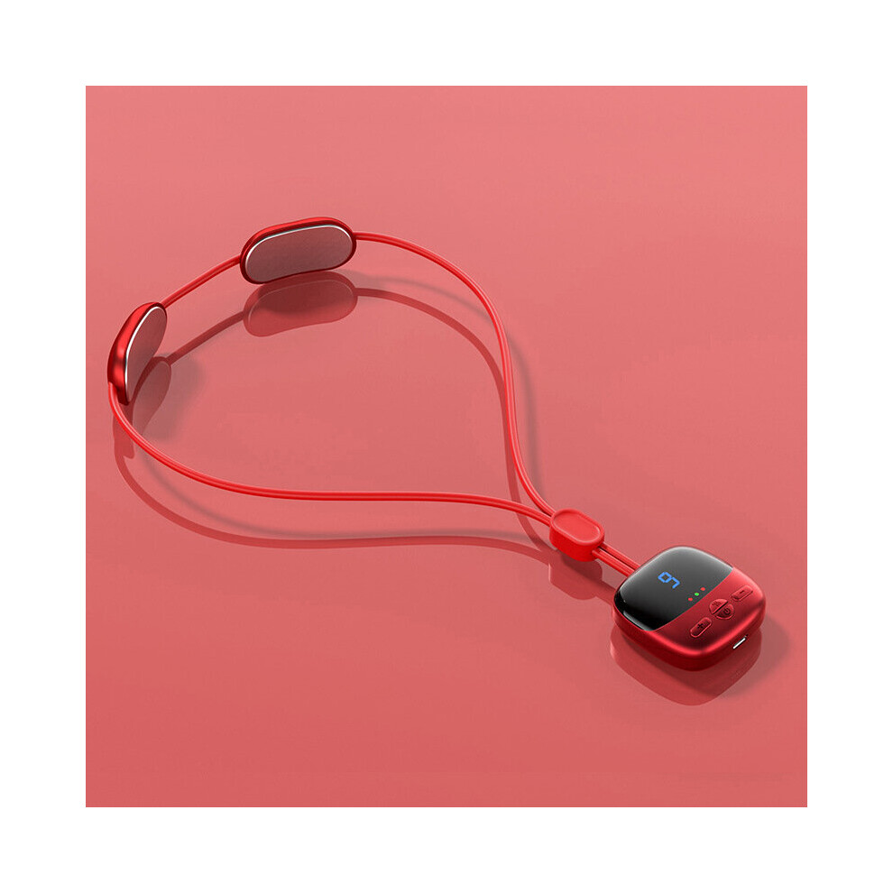 Dechoicelife Red (A-) Smart Hanging Neck Massager Micro-Current Tens+Ems Double Pulseportable Hot Compress Microcurrent Cervical Shoulder Spine Knead