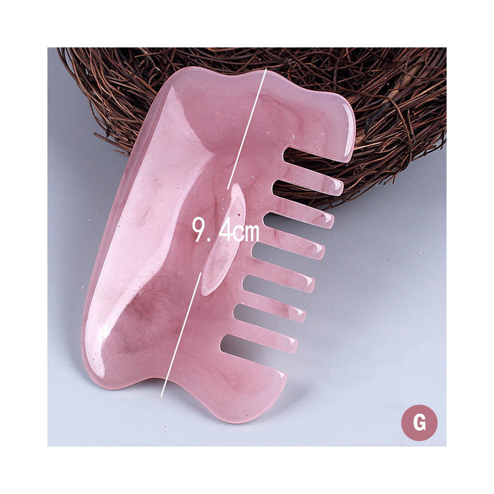Dechoicelife White (A-) Gouache Scraper Natural Stone Gua Sha Massage Comb Head Body Meridian Scraping Reflexology Blood Circulation Jade Therapy Tools