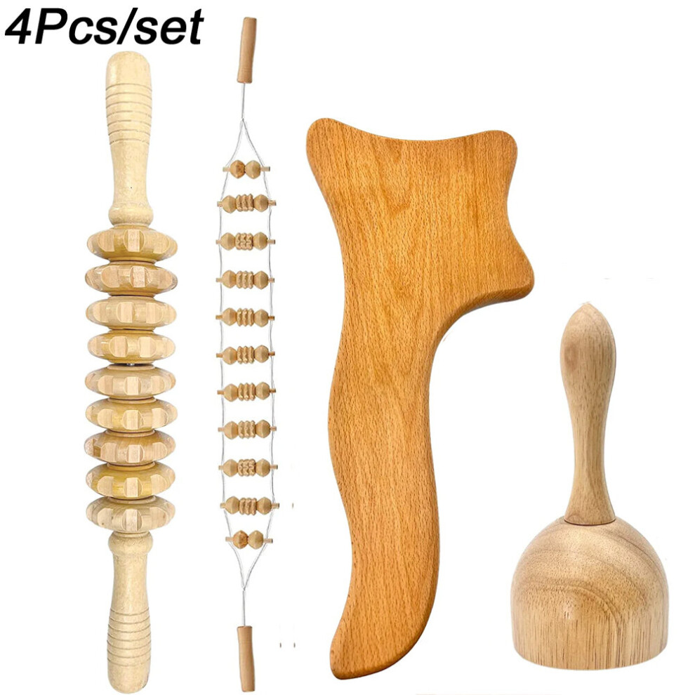 Dechoicelife Red (A-) Wood Therapy Massage Tools,Maderotherapia Kit,Massage Tools Wooden Massager Roller,Lymph Drainage Massager,Muscle Relaxation