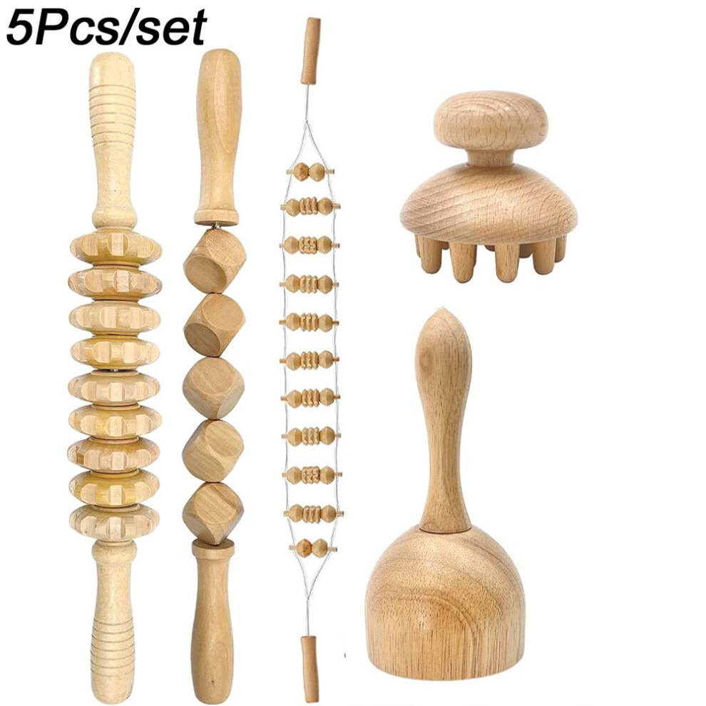 Dechoicelife (A-Auburn) Wood Therapy Massage Tools,Maderotherapia Kit,Massage Tools Wooden Massager Roller,Lymph Drainage Massager,Muscle Relaxation
