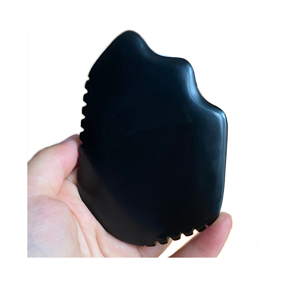 Dechoicelife Black/White (A- Bianstone) Natural Jade Guasha Bianstone Face Scraping Board Facial Edge Shape Multifunctional Massage General Meridian Comb