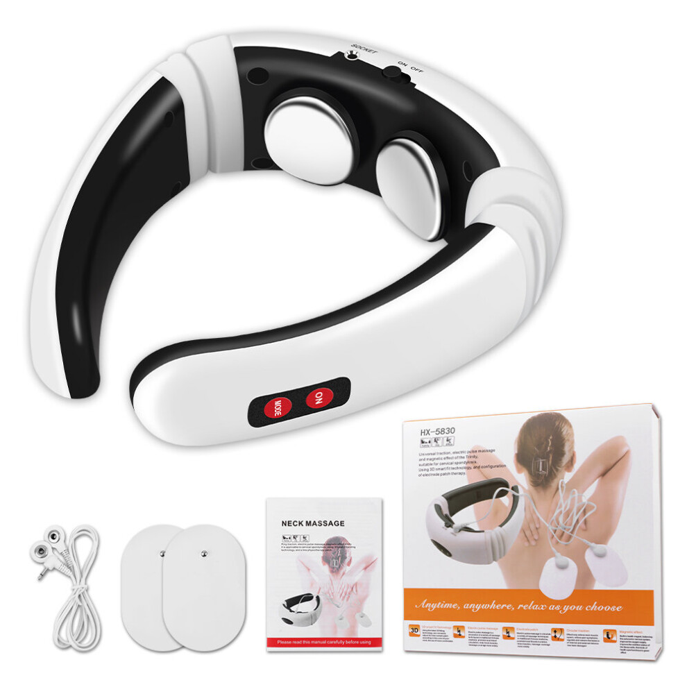 Dechoicelife Electric Neck Massager,Electric Neck Massager Ems Pulse 6 Modes Heating Cervical Vertebra Massage Pain Relief Tool