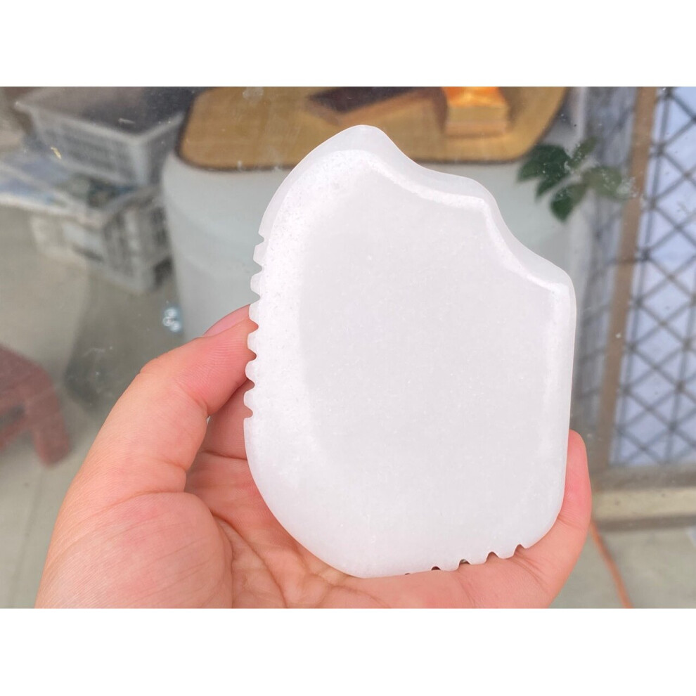 Dechoicelife White/Black (A- Bianstone) Natural Jade Guasha Bianstone Face Scraping Board Facial Edge Shape Multifunctional Massage General Meridian Comb