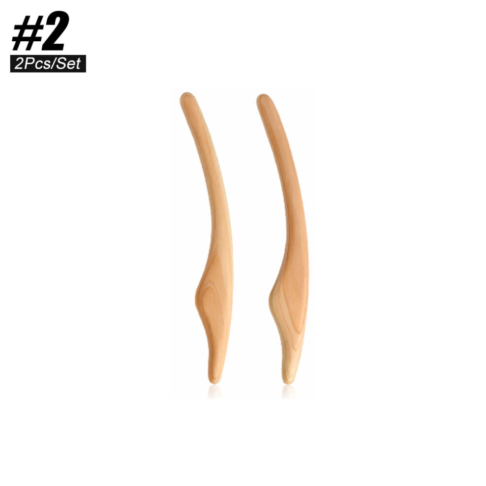Dechoicelife (A-Type 2-2Pcs) Lymphatic Drainage Massager Wooden Gua Sha Scraper Body Acupressure Physical Therapy Tool Anti Cellulite Relieve Muscle Fatigue