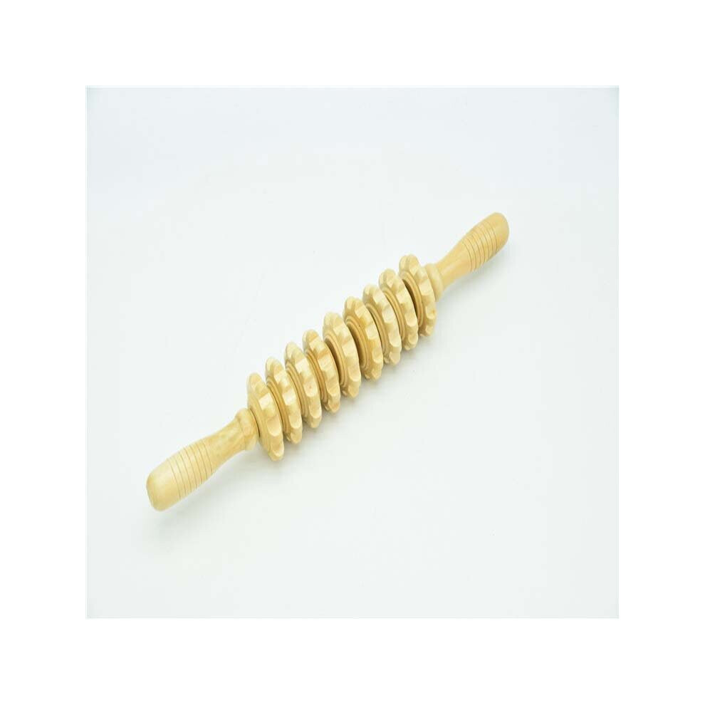 Dechoicelife (A-Wooden) 9 Wheel Wooden Multifunctional Massager Muscle Relaxation Tool Body Cellulite Waist Massager Massage Roller Anti Cellulite
