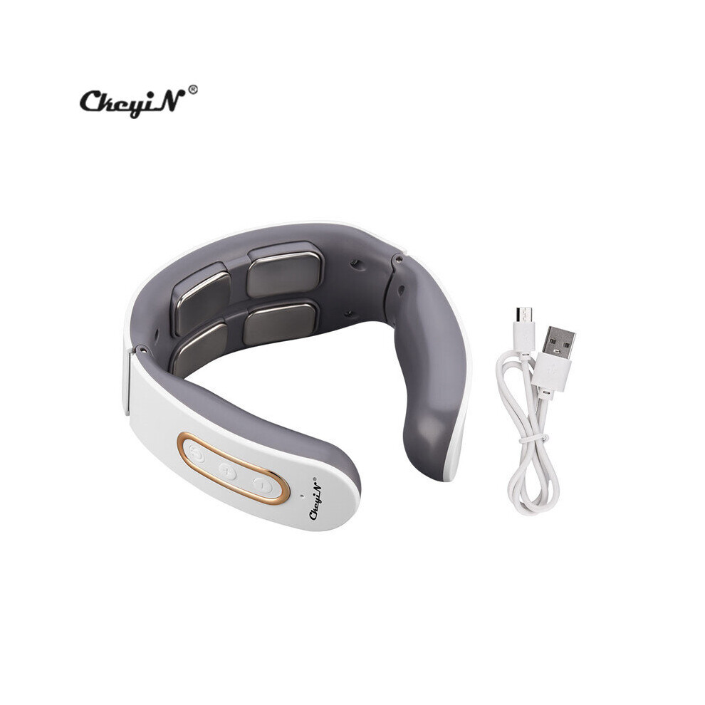Dechoicelife (A-White) Ckeyin Smart Electric Shoulder Neck Massager Heating Relaxation Massage Instrument 4D Pulse Cervical Vertebra Health Care 9 Gear