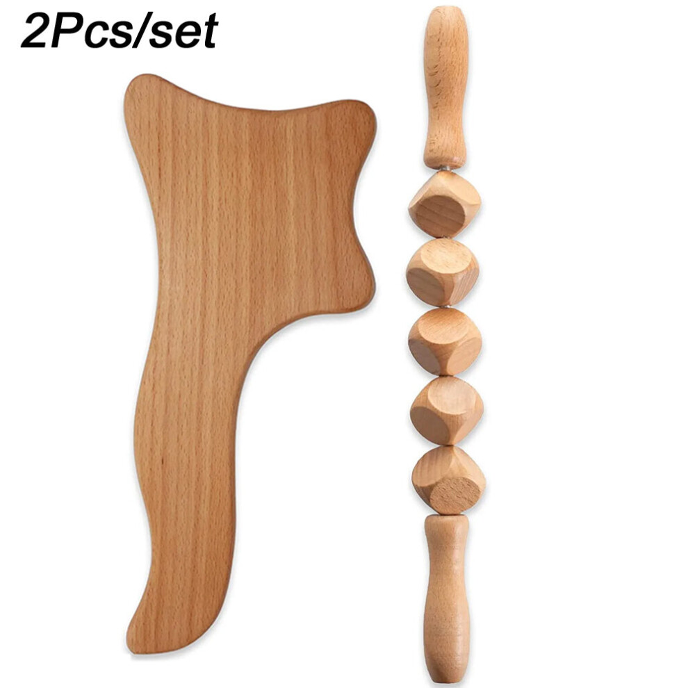 Dechoicelife (A-Orange) Wood Therapy Massage Tool,Wooden Massager Set,Roller Stick And Gua Sha Body Contouring Tool,Maderotherapy Kit,Lymphatic Drainage