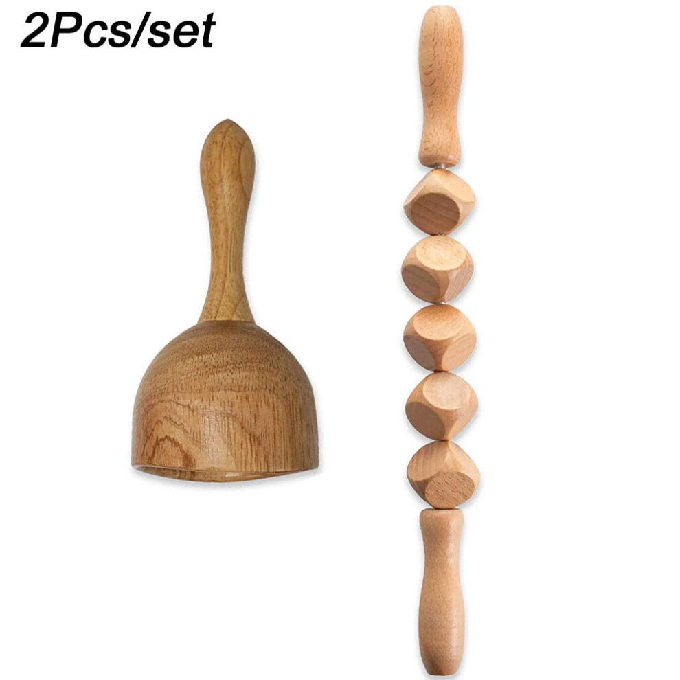 Dechoicelife (A-Red) Wood Therapy Massage Tool,Wooden Massager Set,Roller Stick And Gua Sha Body Contouring Tool,Maderotherapy Kit,Lymphatic Drainage