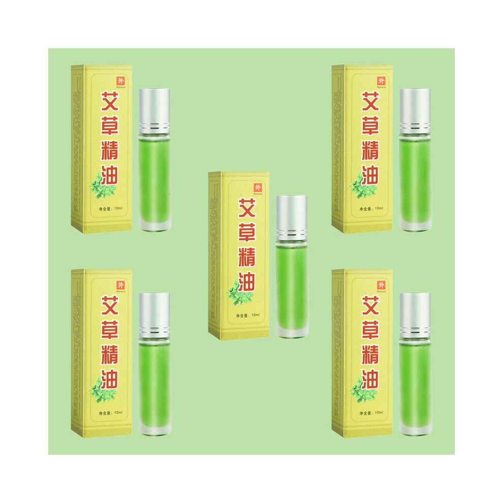 Dechoicelife (A-5 Bottles) 5 Bottles Pure Wild Wormwood Scraping Essential Oil Mugwort Extraction Enhance Moxibustion's Effect Meridian Massage Oils Health