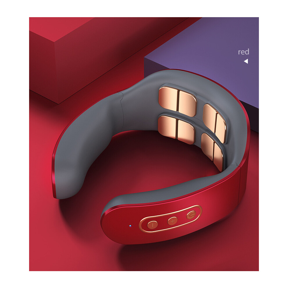 Dechoicelife Red (A-) Portable Neck Massager Smart Massager With Tens Pulse Therapy Nursing Equipment For Relieving Neck And Shoulder Pain Health Care