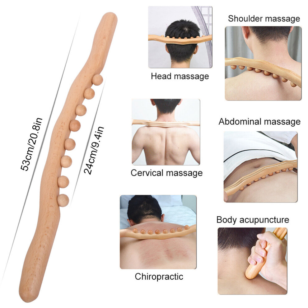 Dechoicelife (A-Guasha Stick 1) 8 Beads Gua Sha Stick Wooden Body Massage Stick Handheld Abdomen Cellulite Massager For Backpain Relief Wood Therapy Massage Cup