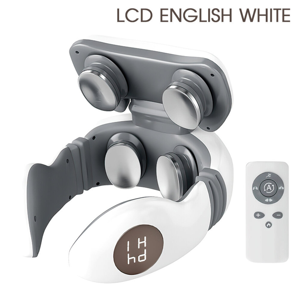 Dechoicelife Ivory (A-) Electric Neck And Shoulder Pulse Massager 4 Electrode Plates Neck Massager Pulse & Heating Cervical Vertebra Relax Pain Relief