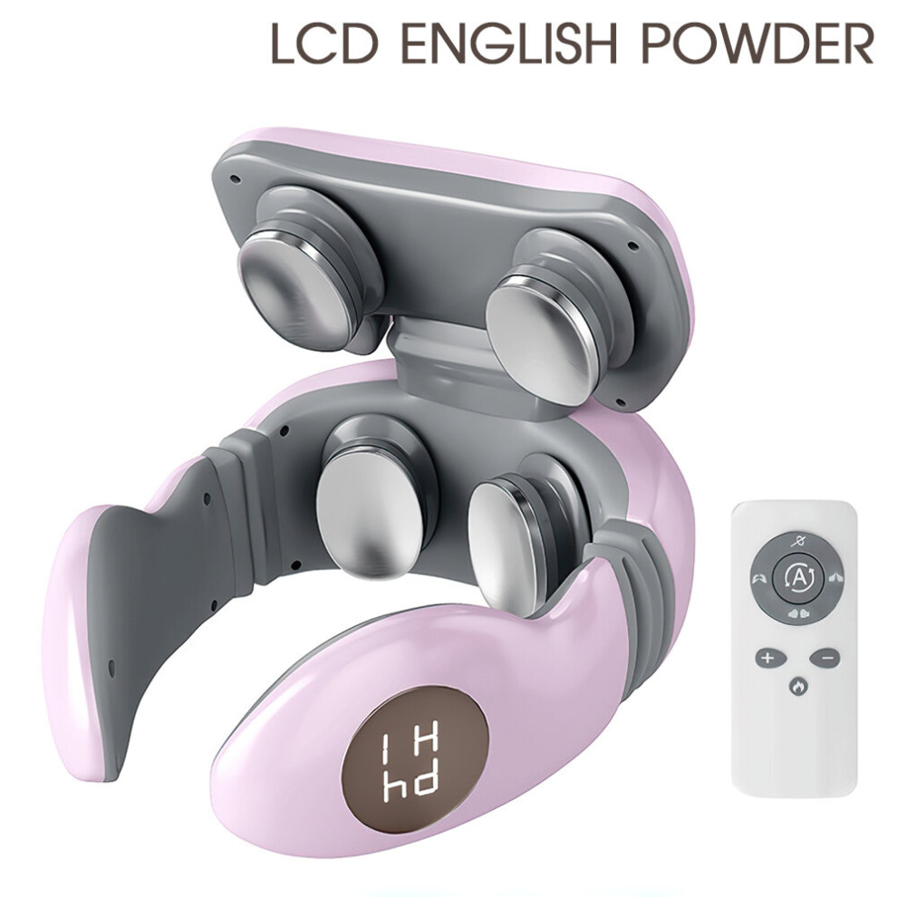 Dechoicelife Pink (A-) Electric Neck And Shoulder Pulse Massager 4 Electrode Plates Neck Massager Pulse & Heating Cervical Vertebra Relax Pain Relief