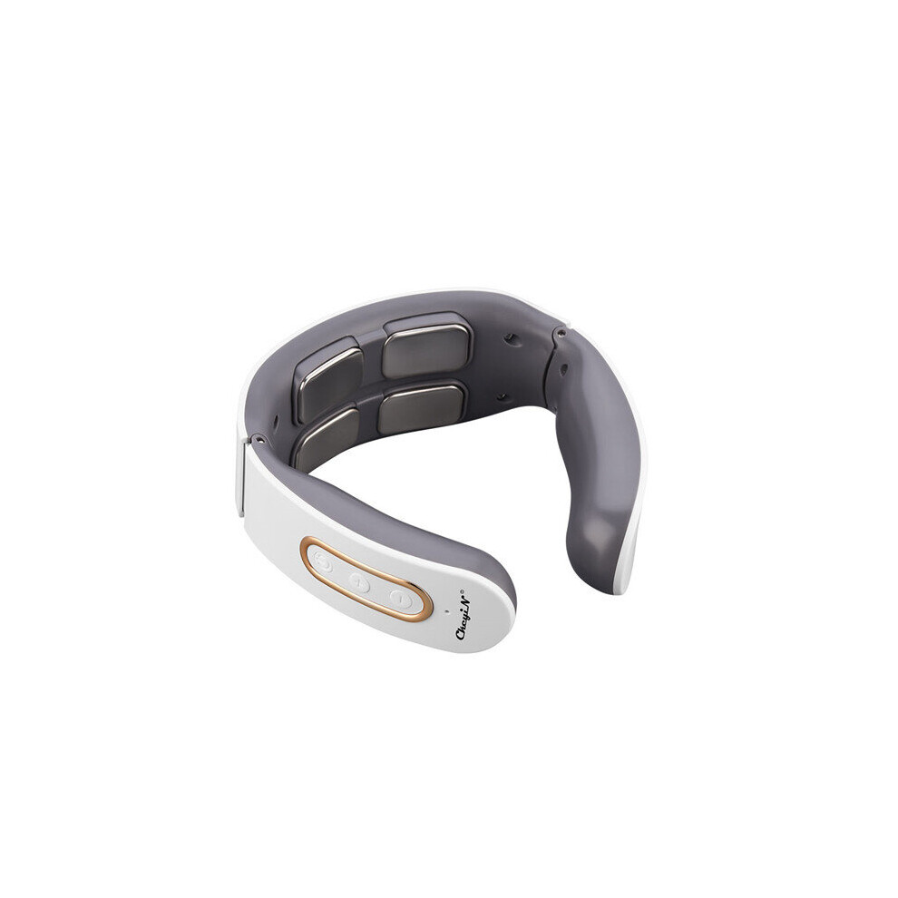 Dechoicelife White (A-) Ckeyin Smart Electric Pulse Neck Massager 6Mode 9Gears Rechargeable Tens Wireless Heat Cervical Vertebra Relax Pain Relief Tool