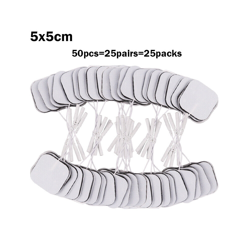 Dechoicelife (A-5X5cm 50 Pcs) 100/20P Tens Ems 5X5cm Electrode Pads Gel Nerve Muscle Stimulator Electrode Stickers Electrodes Physiotherapy Machine 2Mm Plug
