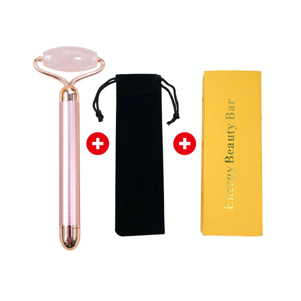Photos - Facial Cleansing Brush Natural Pink Quartz Jade Roller Lifting Shrink Pore Electric Facial Beauty Stick Zinc Alloy Holder Massage & Relax(a-Pink)