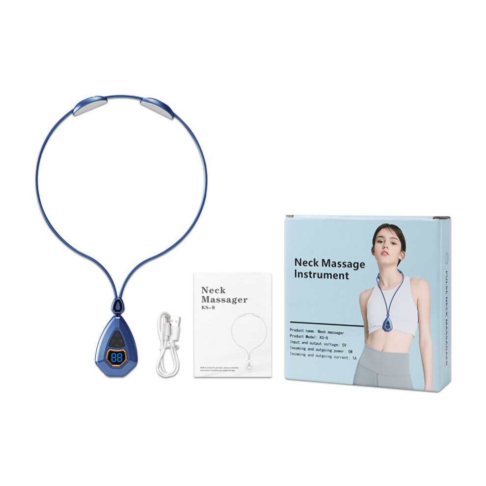 Dechoicelife Blue (A-A- With Box) Salorie Smart Hanging Neck Neck Shoulder Cervical Spine Massager Hot Compress Neck Artifact Dredging Spine Neck Protector New