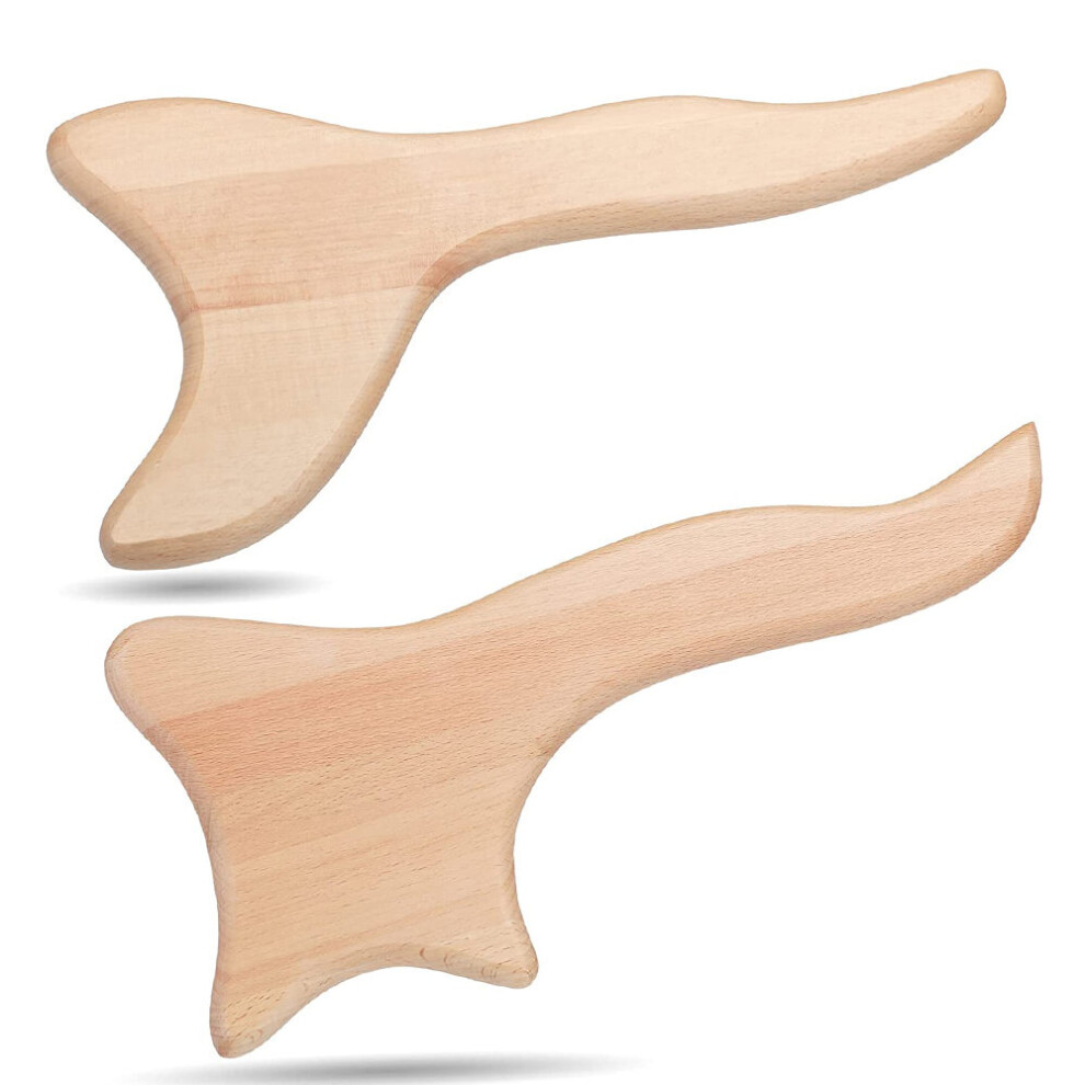 Dechoicelife 2Pcs/Set Wood Therapy Massage Tools Wooden Lymphatic Drainage Tool Wood Gua Sha Massage Tool Scraping Tool Wooden Anti Cellulite