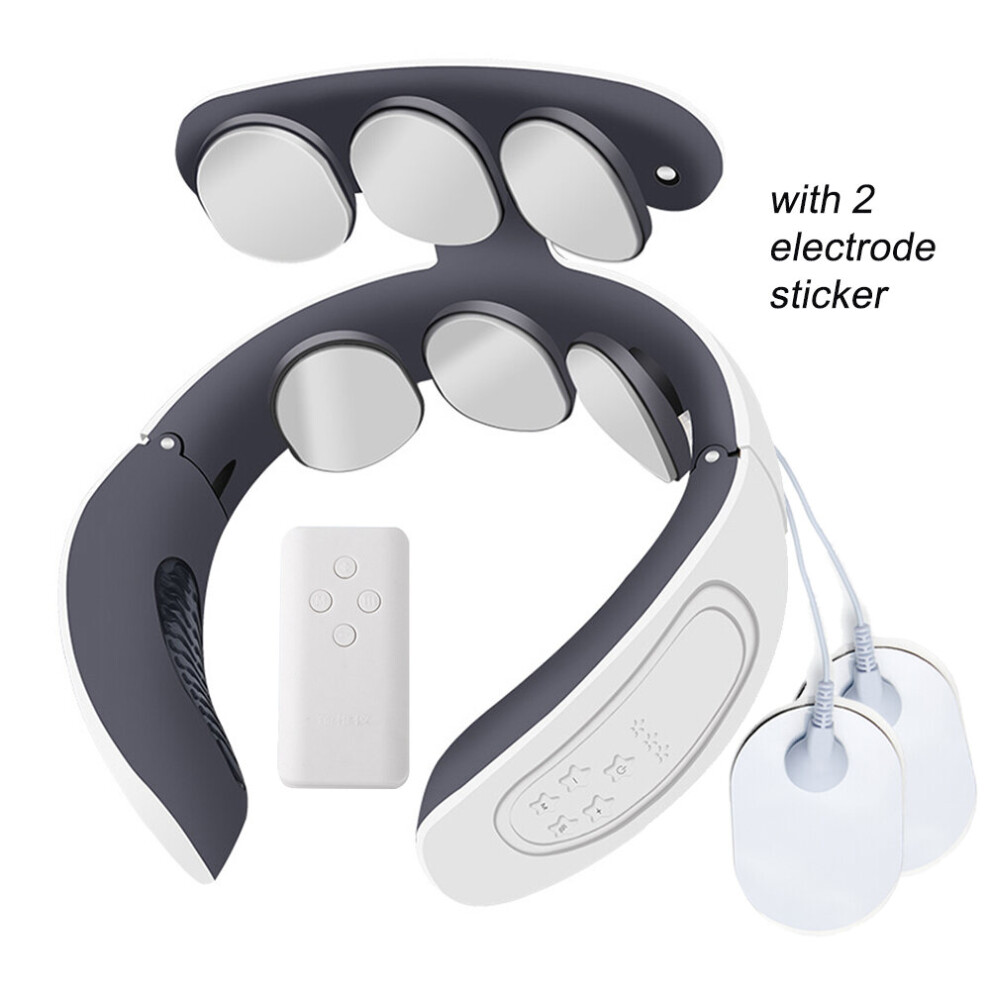 Dechoicelife White (A-6 Heads C-) Electric Heating Neck Massager Tens Pulse Back Cervical Spine Pain Relief Electroestimulador Ems Kneading Massager Acupuncture
