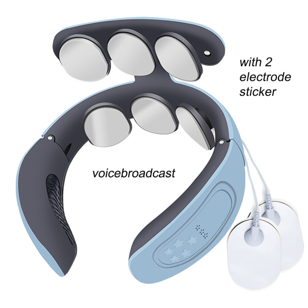 Dechoicelife Blue (A-6 Heads B-) Electric Heating Neck Massager Tens Pulse Back Cervical Spine Pain Relief Electroestimulador Ems Kneading Massager Acupuncture