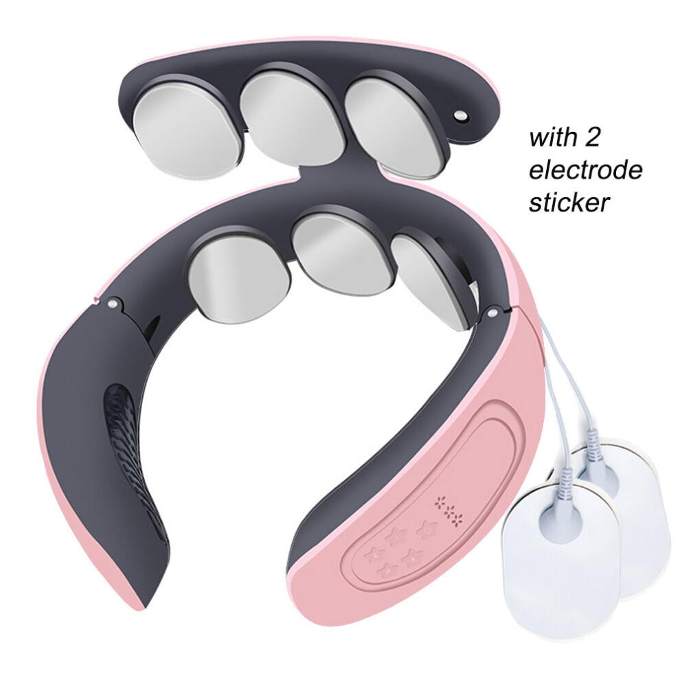 Dechoicelife Pink (A-6 Heads A-) Electric Heating Neck Massager Tens Pulse Back Cervical Spine Pain Relief Electroestimulador Ems Kneading Massager Acupuncture