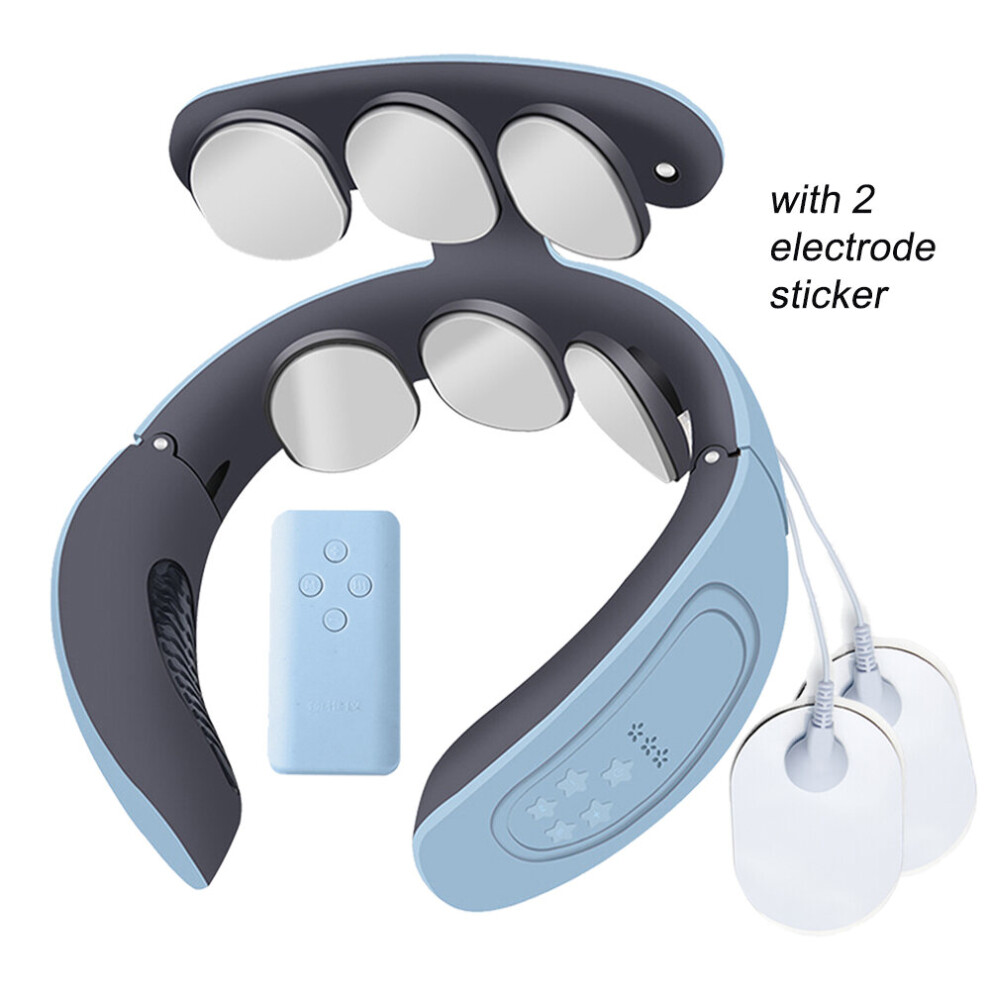 Dechoicelife Blue (A-6 Heads C-) Electric Heating Neck Massager Tens Pulse Back Cervical Spine Pain Relief Electroestimulador Ems Kneading Massager Acupuncture