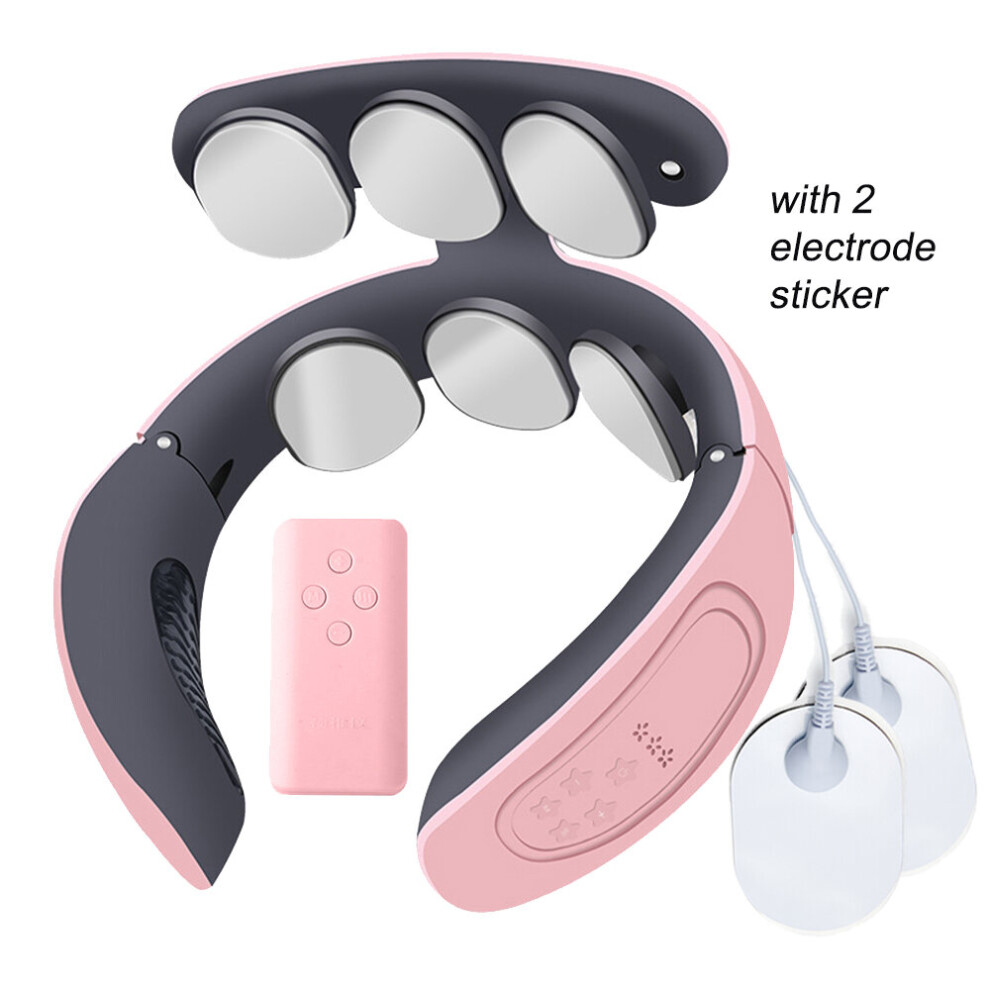 Dechoicelife Pink (A-6 Heads C-) Electric Heating Neck Massager Tens Pulse Back Cervical Spine Pain Relief Electroestimulador Ems Kneading Massager Acupuncture