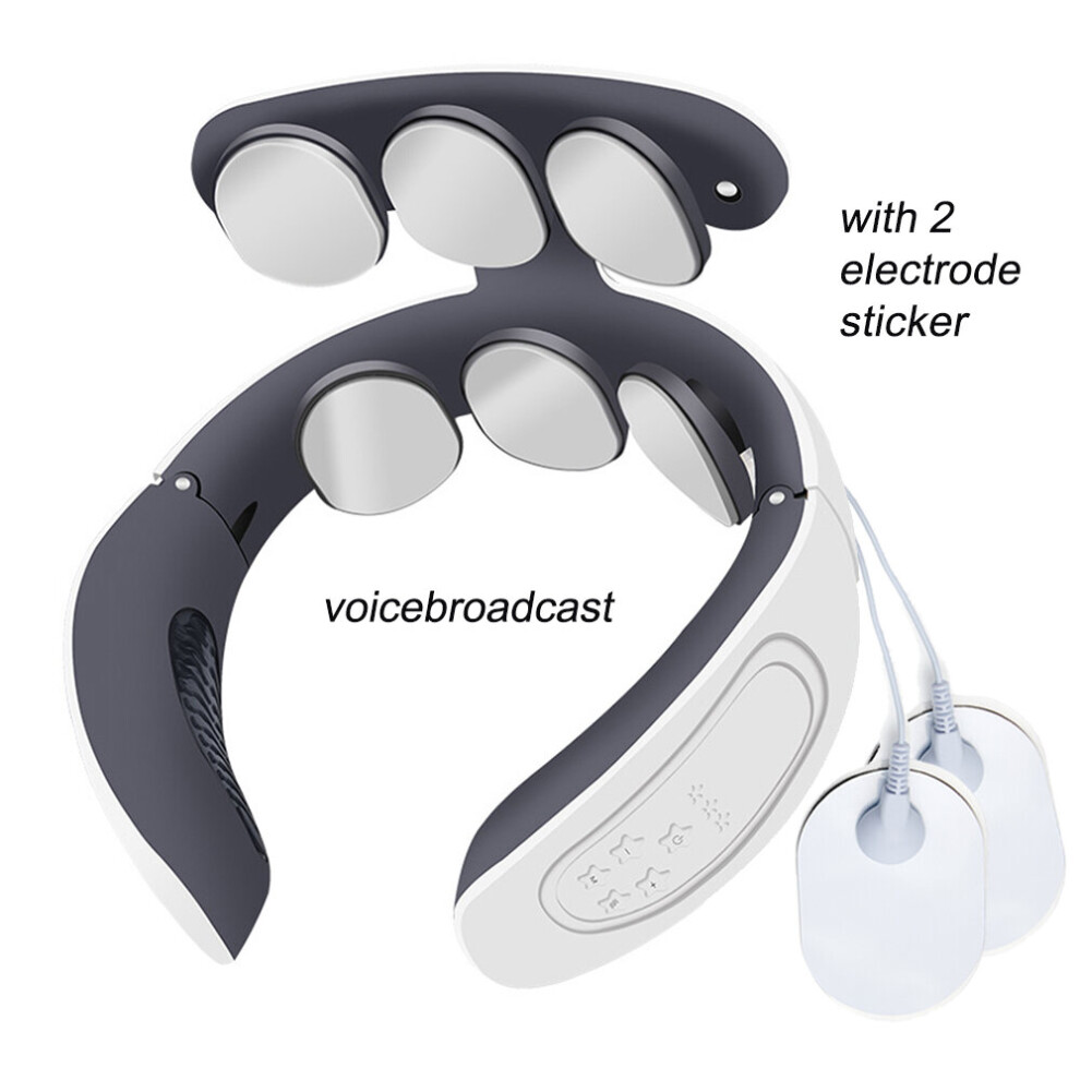 Dechoicelife White (A-6 Heads B-) Electric Heating Neck Massager Tens Pulse Back Cervical Spine Pain Relief Electroestimulador Ems Kneading Massager Acupuncture