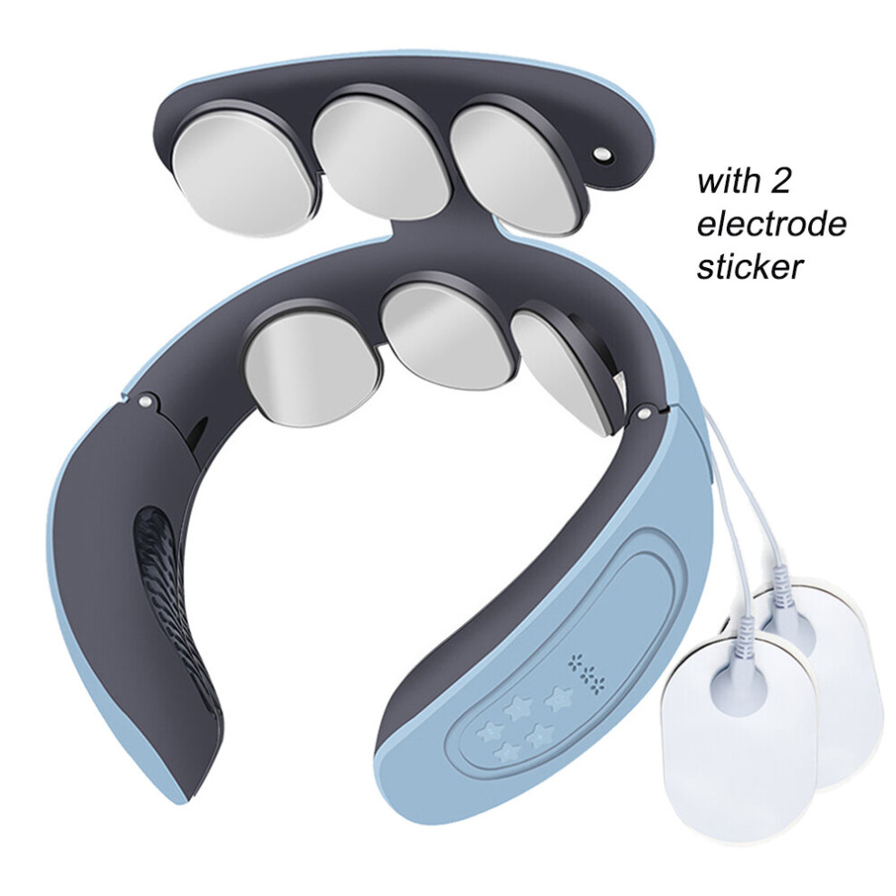 Dechoicelife Blue (A-6 Heads A-) Electric Heating Neck Massager Tens Pulse Back Cervical Spine Pain Relief Electroestimulador Ems Kneading Massager Acupuncture