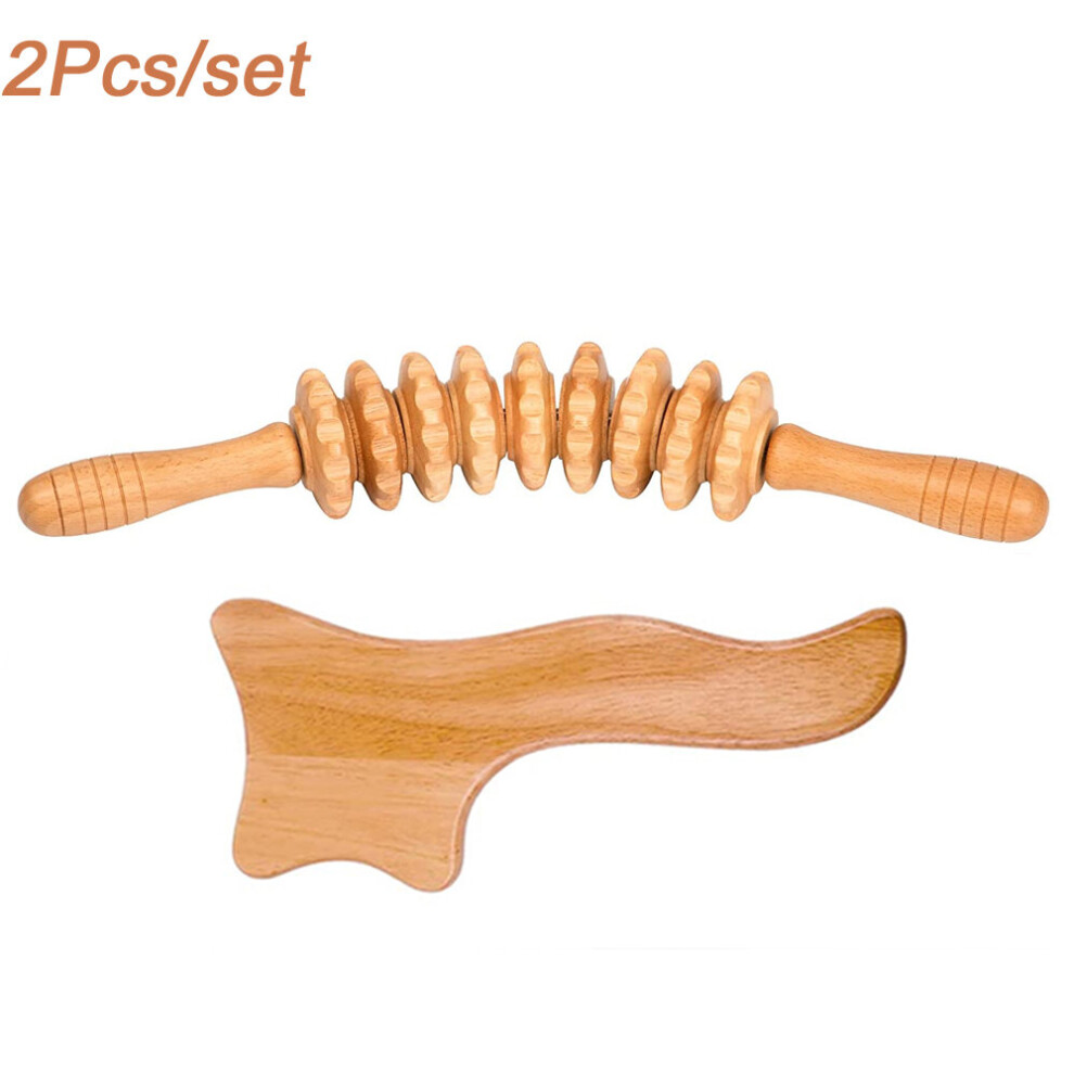 Dechoicelife (A-2Pcs) Wood Gua Sha Therapy Massage Tools,Lymphatic Drainage Massage Paddle,Anti Cellulite,Maderotherapy,Muscle Pain Relief