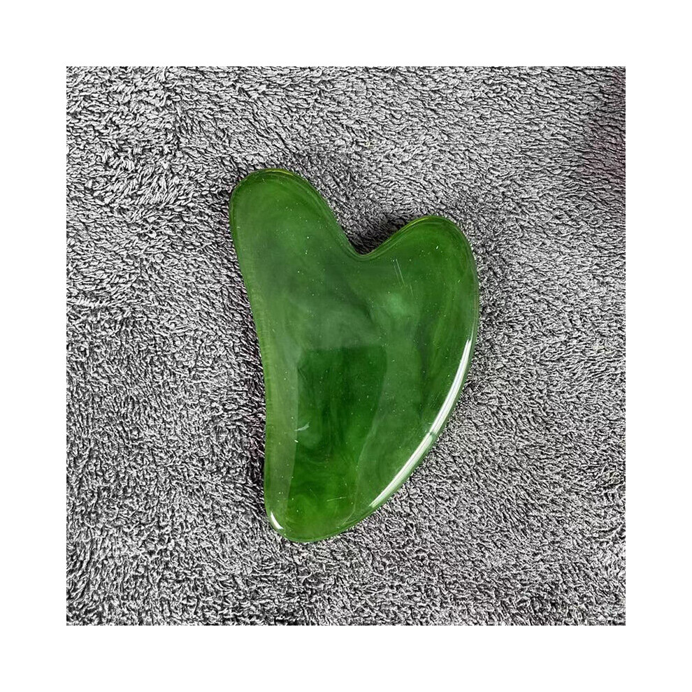 Dechoicelife (A-Green-C) Gua Sha Board Beautiful Massage Beeswax Scraping Massage Scraper Face Neck Massage Natural Jade Stone Gua Sha Massage Board Tool