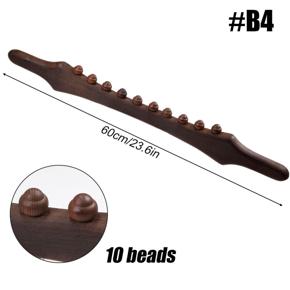 Dechoicelife (A-B4) Wooden Guasha Massage Stick Jade Stone Beads Back Neck Meridian Dredging Body Scraping Wood Massager Gua Sha Therapy Tool