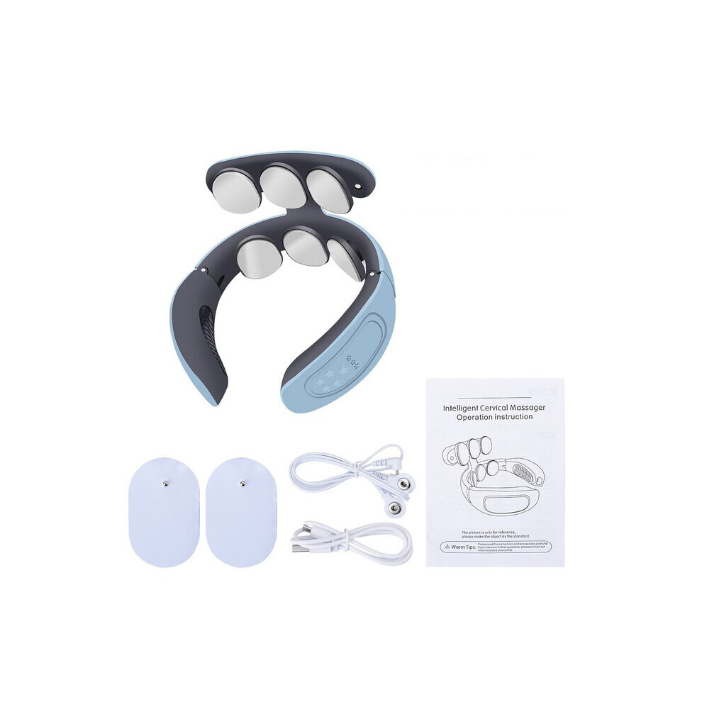 Dechoicelife Blue (A-) Neck Massager For Pain Relief With Heat Electric Neck Cervical Spine Massage Usb Recharge Neck Relaxtion Home Health Care Device