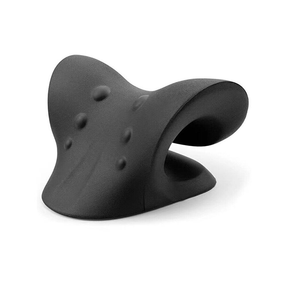 Dechoicelife Black (A-) Neck And Shoulder Relaxer Corrector Vertebra Massager Cloud Pillow Cervical Stretcher Acupressure Point Relief Pain Traction