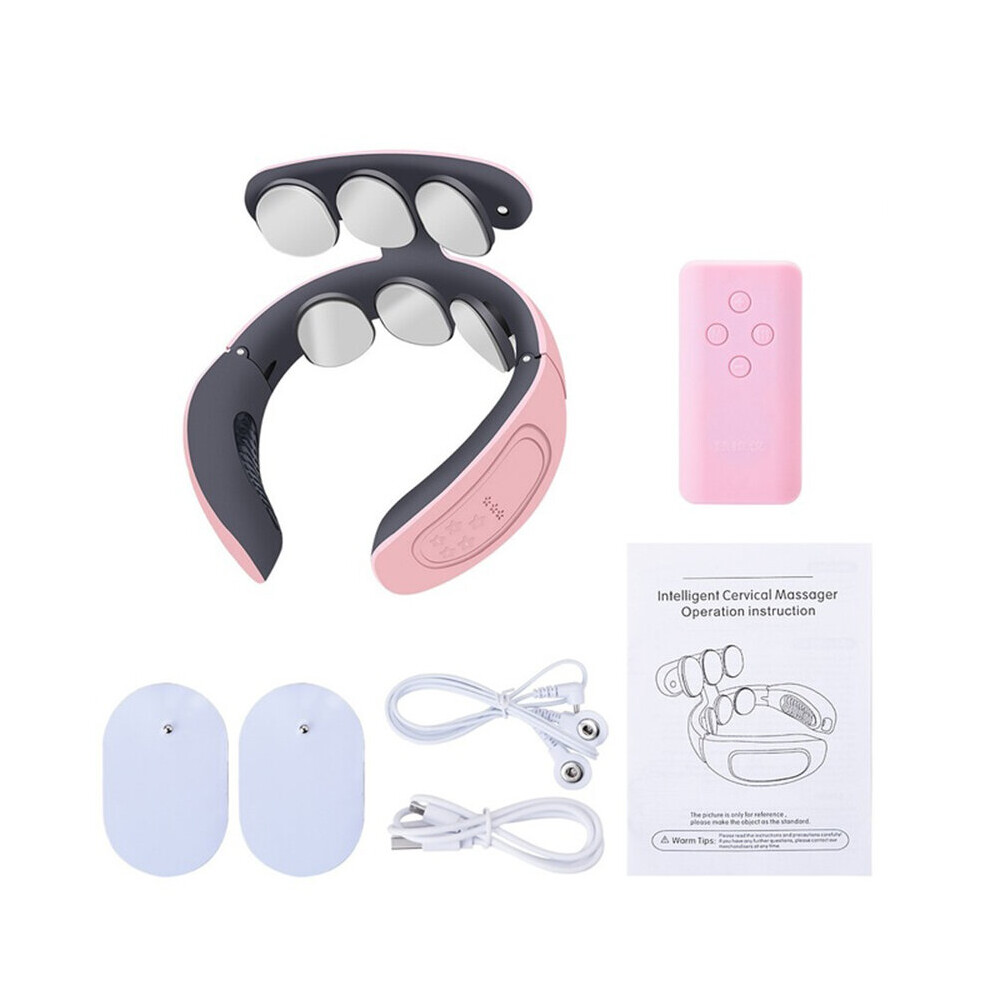 Dechoicelife Pink (A-) Neck Massager For Pain Relief With Heat Electric Neck Cervical Spine Massage Usb Recharge Neck Relaxtion Home Health Care Device