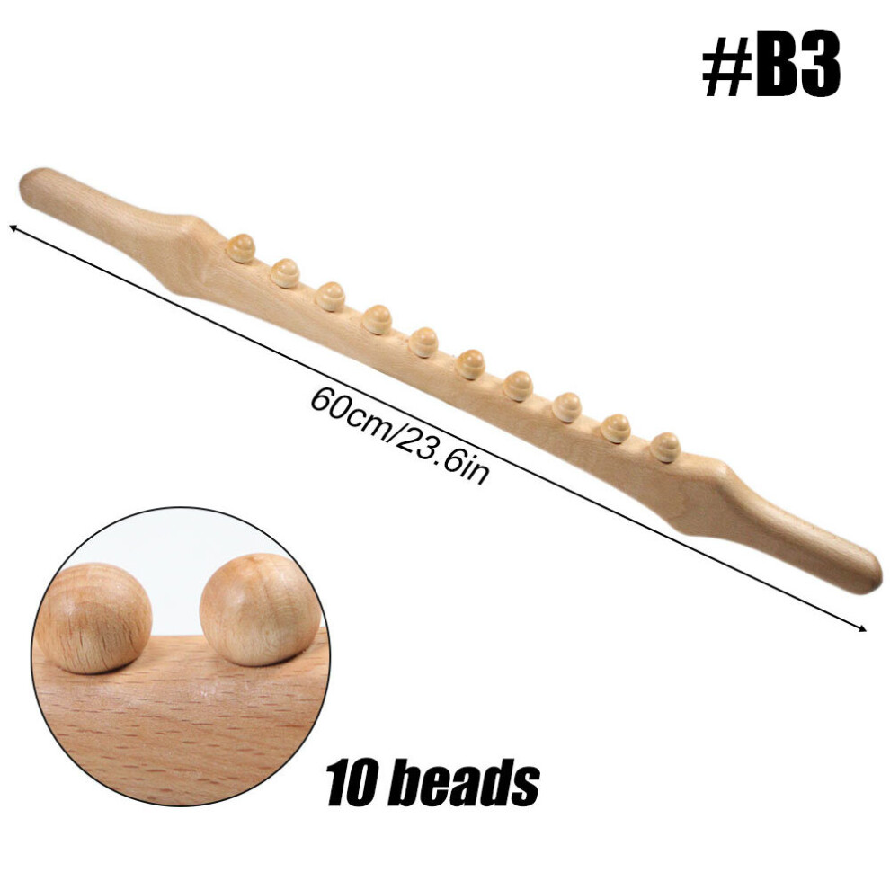 Photos - Massager  Wooden Guasha Massage Stick Jade Stone Beads Back Neck Meridian Dredging Body Scraping Wood  Gua Sha Therapy(a-B3)