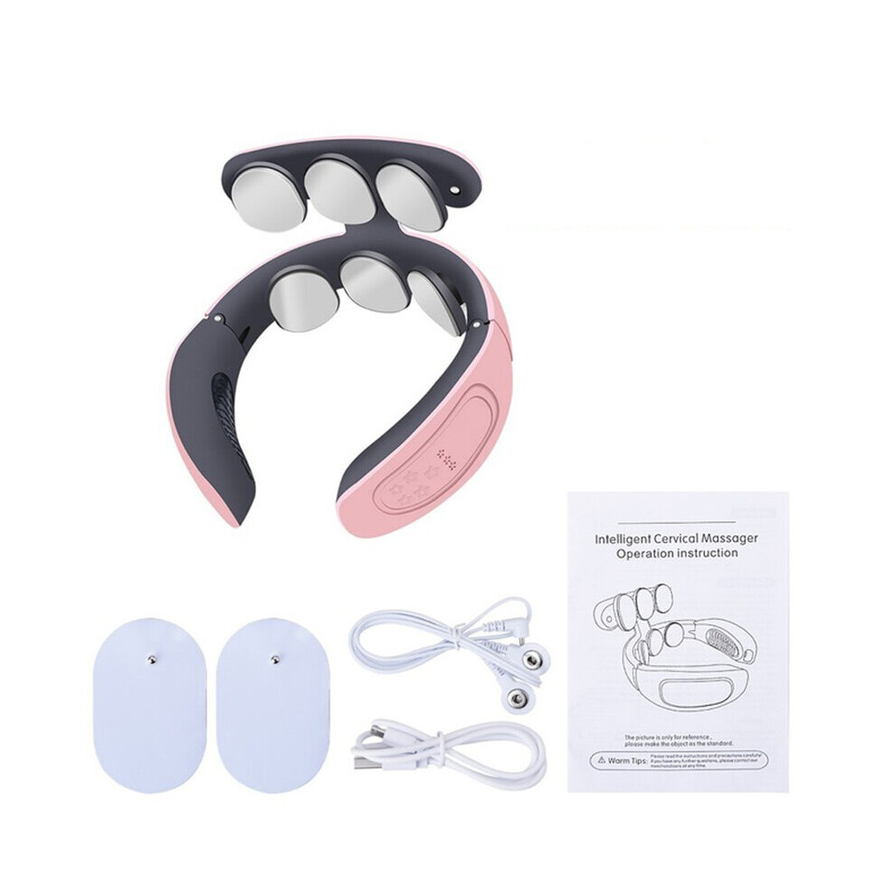 Dechoicelife (A-Button Type) Neck Massager For Pain Relief With Heat Electric Neck Cervical Spine Massage Usb Recharge Neck Relaxtion Home Health Care Device