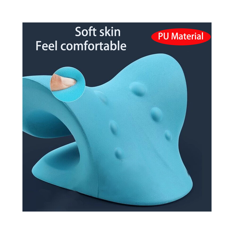 Dechoicelife Blue (A-) Neck And Shoulder Relaxer Corrector Vertebra Massager Cloud Pillow Cervical Stretcher Acupressure Point Relief Pain Traction
