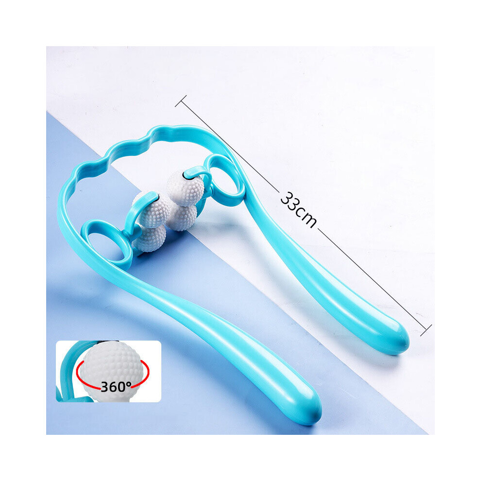 Dechoicelife Blue (A-) 4-Ball Cervical Vertebra Massager Multi-Function Leg Shoulder Neck Massage Tools Lumbar Vertebra Kneading Household Relax