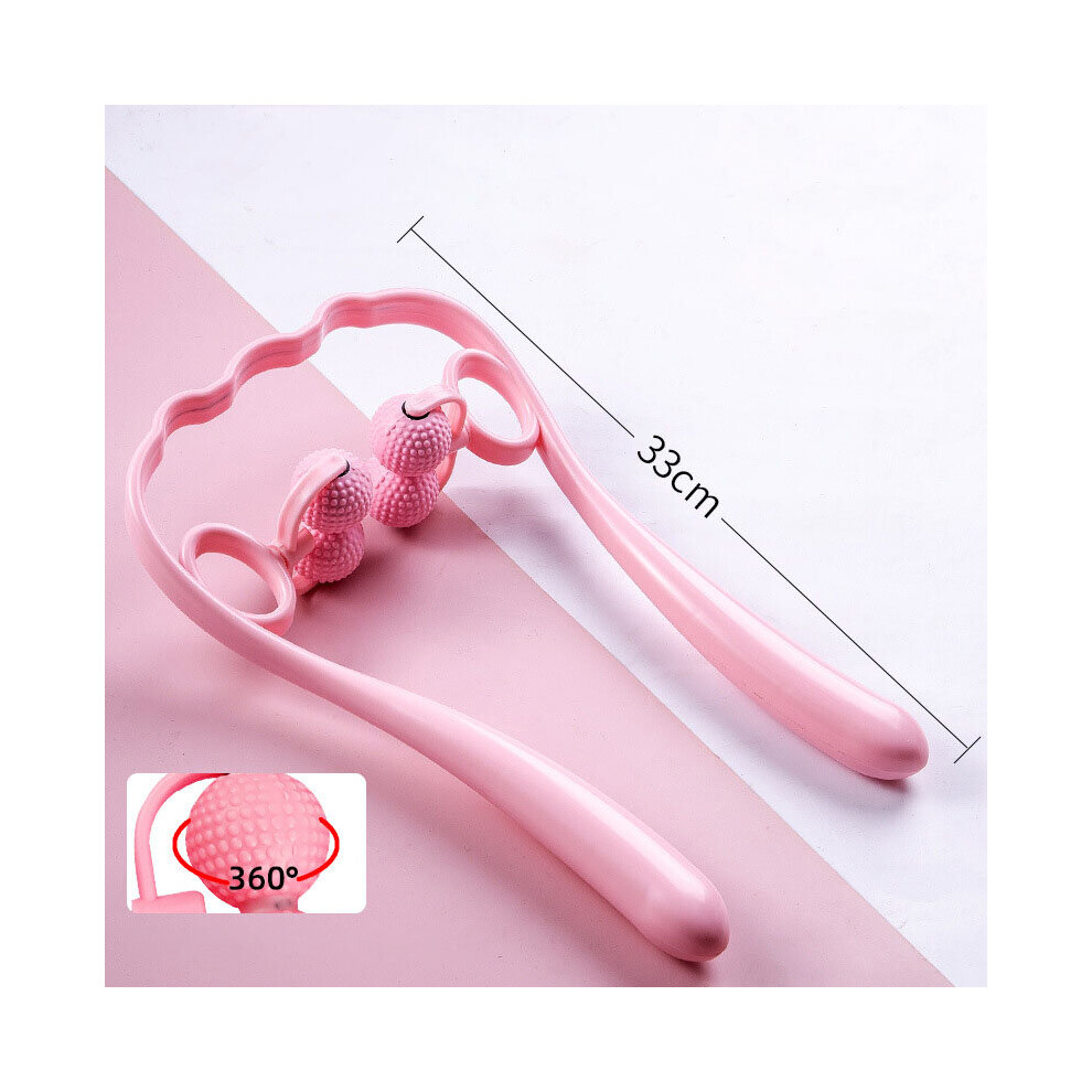 Dechoicelife Pink (A-) 4-Ball Cervical Vertebra Massager Multi-Function Leg Shoulder Neck Massage Tools Lumbar Vertebra Kneading Household Relax