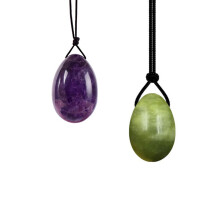 (a-2Pc small 02) 2/3Pc Set Natural Jade Eggs Women Kegel Vaginal Exerciser Female Vaginal Muscle Contraction Yoga Yoni Body Drilled Massage Stone