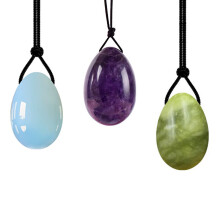 (a-3Pc medium) 2/3Pc Set Natural Jade Eggs Women Kegel Vaginal Exerciser Female Vaginal Muscle Contraction Yoga Yoni Body Drilled Massage Stone