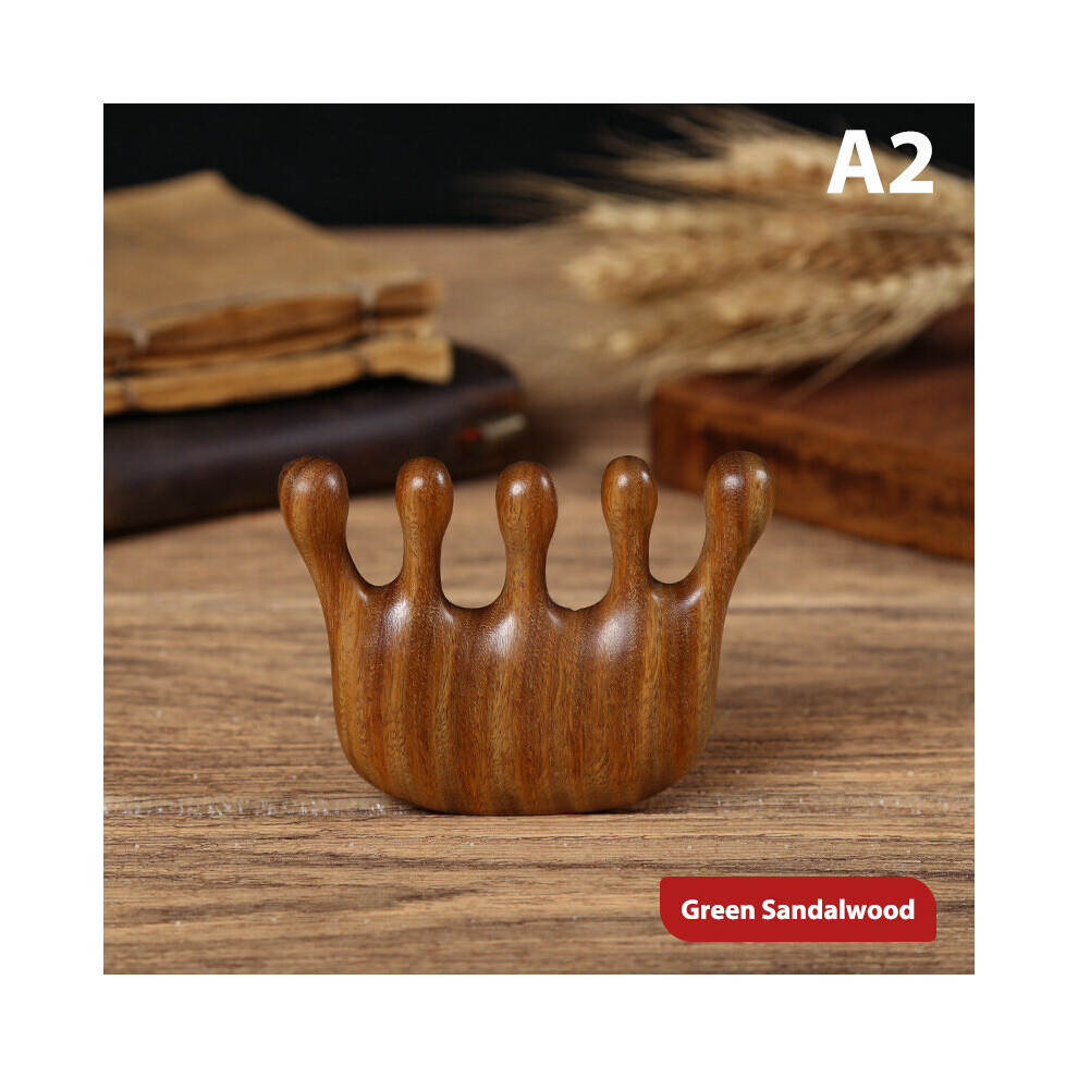 Dechoicelife Unisex Green (A-Type 2) Head Meridian Massage Comb Sandalwood Five Wide Tooth Comb Acupuncture Therapy Blood Circulation Anti-Static Smooth Hair