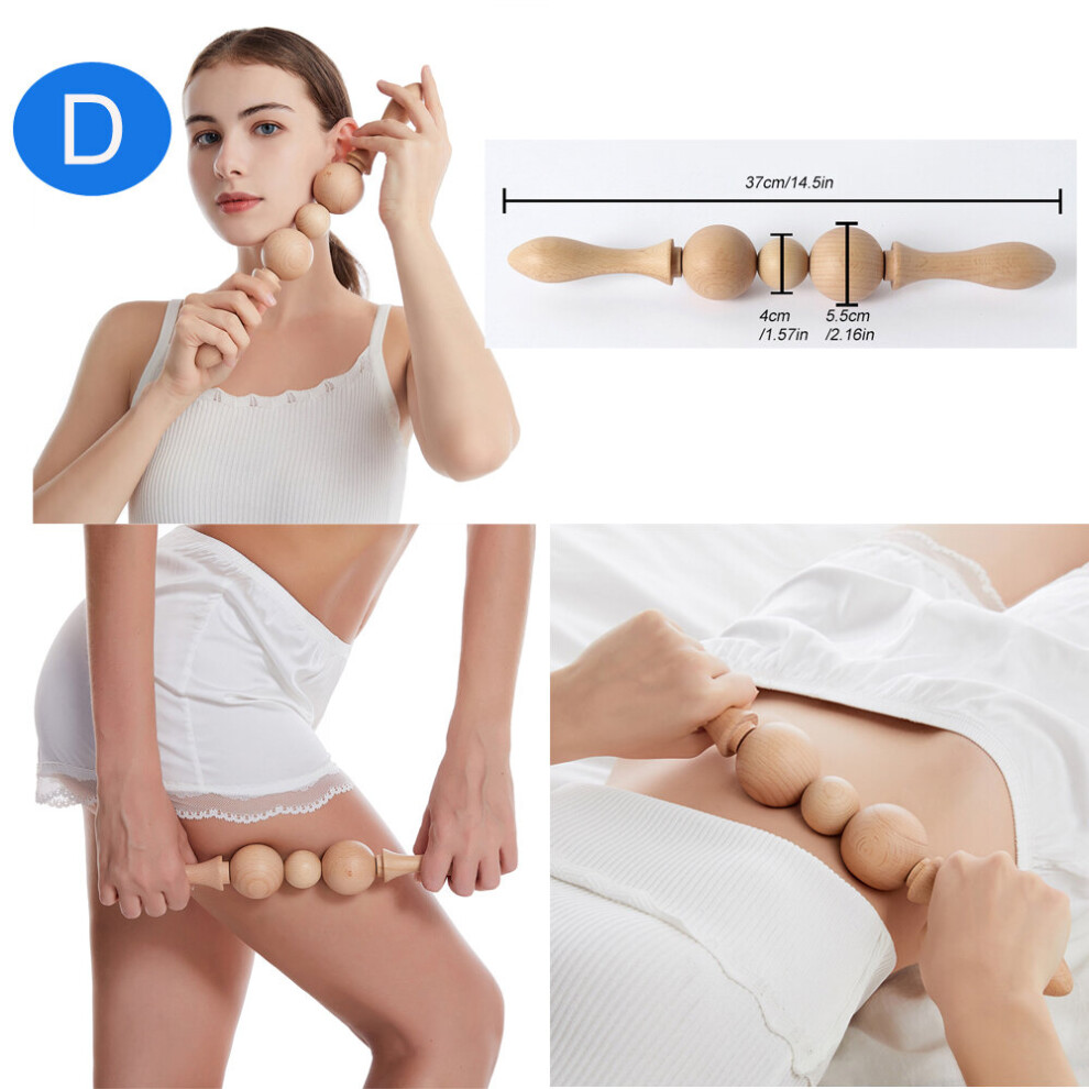Dechoicelife (A-D) Byepain Wood Therapy Body Massage Tool Thai Massager Roller Therapy Meridians Scrap Lymphatic Drainage Health Care