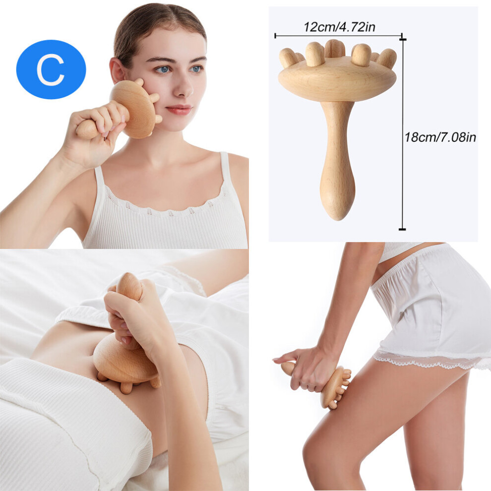 Dechoicelife (A-C) Byepain Wood Therapy Body Massage Tool Thai Massager Roller Therapy Meridians Scrap Lymphatic Drainage Health Care