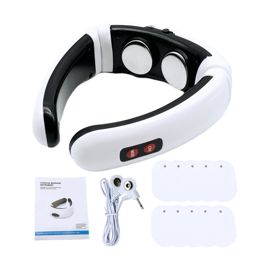 Dechoicelife (A-10 Pads No Box) Electric Neck Massager Tens Pulse Cervical Vertebra Physiotherapy 6 Modes Acupuncture Deep Tissue Massage Health Care Relaxation